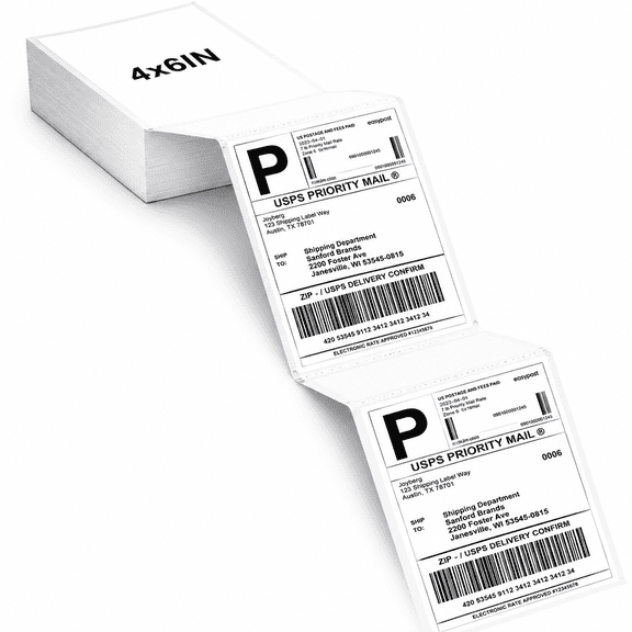 240 Fanfold 4x6 Thermal Shipping Labels, Perforated Direct Thermal Labels with Strong Adhesive, Waterproof Barcode Labels for Shipping, Mailing, Warehouse & Small Business Use