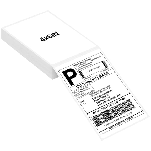 240 Fanfold 4x6 Thermal Shipping Labels, Perforated Direct Thermal Labels with Strong Adhesive, Waterproof Barcode Labels for Shipping, Mailing, Warehouse & Small Business Use