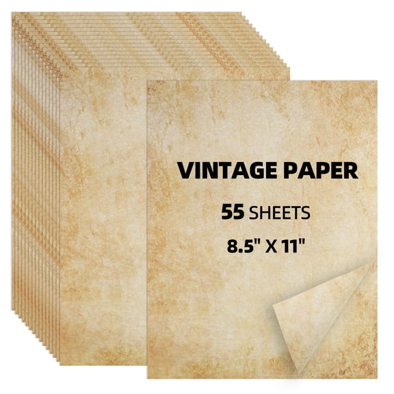 55 Sheets 8.5" x 11" Vintage Stationery Paper, 100 GSM Antique Parchment Paper for Certificates, Wedding Invitations, Resume Printing, Letters, Calligraphy, Menus & Medieval Fantasy Documents