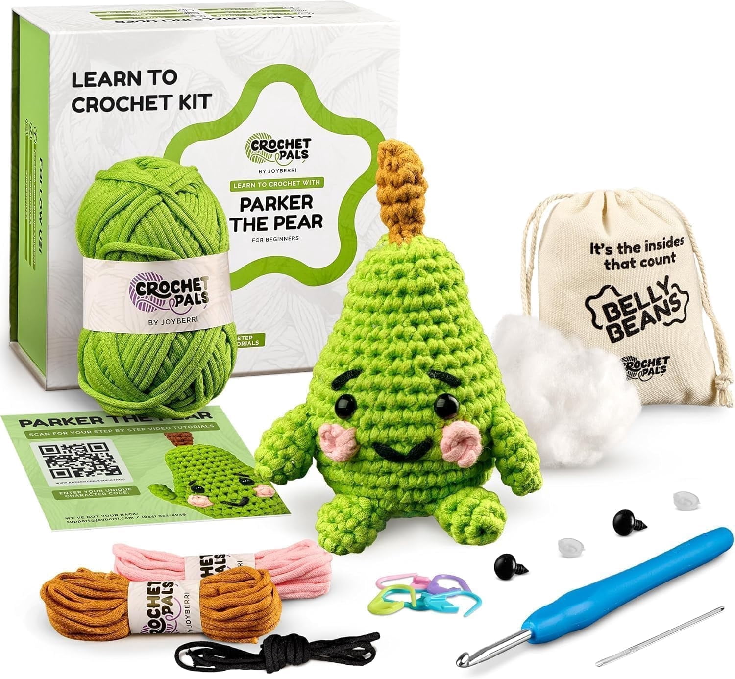 JoyBerri CrochetPals Parker Crochet Kit with Instructional Videos & Supplies, 1 Piece