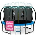 thumbnail image 1 of Joyberri trampoline for kids with trampoline net, add-on LED lights, and sprinklers, 10-ft, Blue, 1 of 7