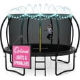 thumbnail image 1 of Joyberri trampoline for kids with trampoline net, add-on LED lights, and sprinklers, 12-ft, Black, 1 of 11