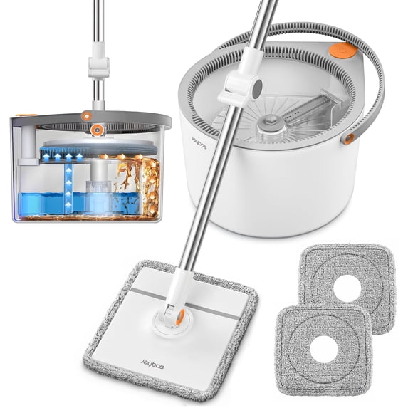 Joybos 50in Spin Mop and Bucket Set, Self Separation for Floor Wall Window, Wet and Dry with 2 Microfiber Pads