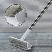 2-in-1 Scrub Brush and Squeegee, 55 Inch Adjustable Long Handle Floor Brush, Heavy Duty Cleaning Brush for Bathroom, Tile, Patio, Shower and Garage