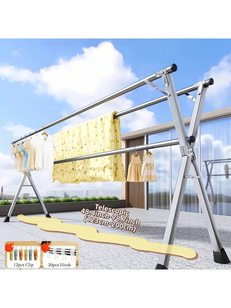 Joybos Heavy Duty Stainless Steel Foldable Clothes Drying Rack - 78.7In ...