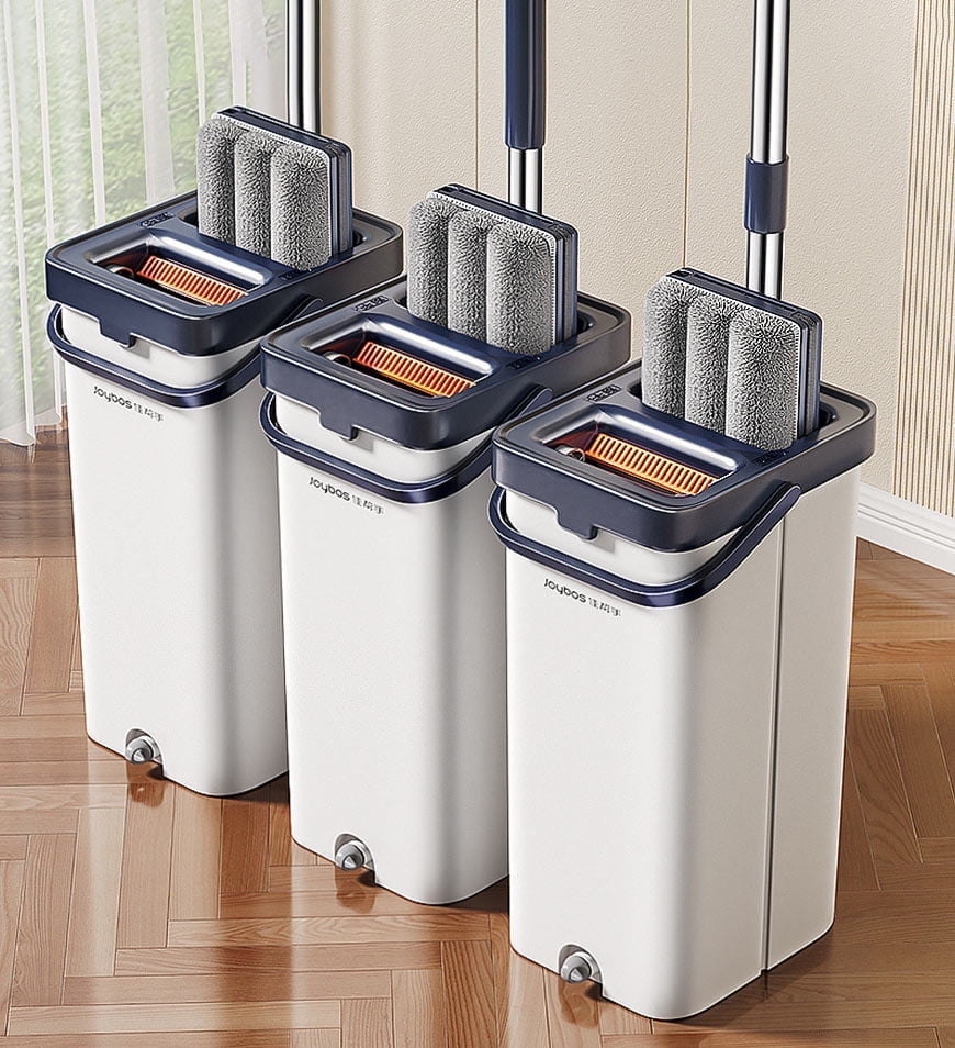 Joybos 15.75" Mop and Bucket with Wringer Set for Floor Cleaning, Wet and Dry Use, Window Wall Cleaner with 2 Washable Microfiber Pads