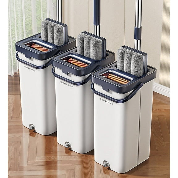 Joybos 15.75" Mop and Bucket with Wringer Set for Floor Cleaning, Wet and Dry Use, Window Wall Cleaner with 2 Washable Microfiber Pads