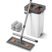 Joybos Mop and Bucket with Wringer Set for Home,61" Flat Mop and Bucket System for Floor Cleaning,Wet Dry Mop Window Wall Cleaner with Long Handle,Floor Mop with 4 Washable Microfiber Pads