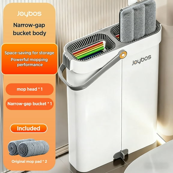 Joybos Mop and Bucket with Wringer Set, Hands Free Flat Floor Mop Bucket Wet Dry Use Cleaning System for All Floors Types & Window-2 Washable Pads