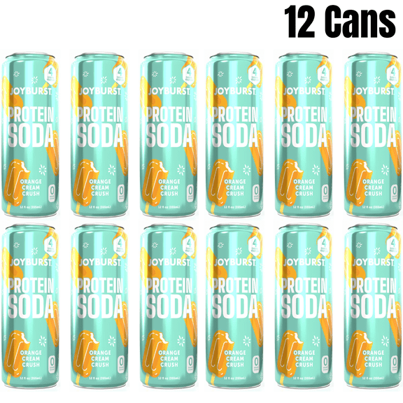 Joyburst Protein Soda Orange Cream Crush, 12 fl oz Cans, 12-Pack,4g Protein Carbonated Beverage