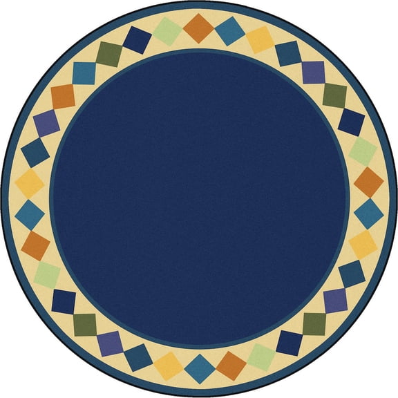 Joy Carpets Kid Essentials Delightful Diamonds 77" Round Indoor Area Rug in Color Multi