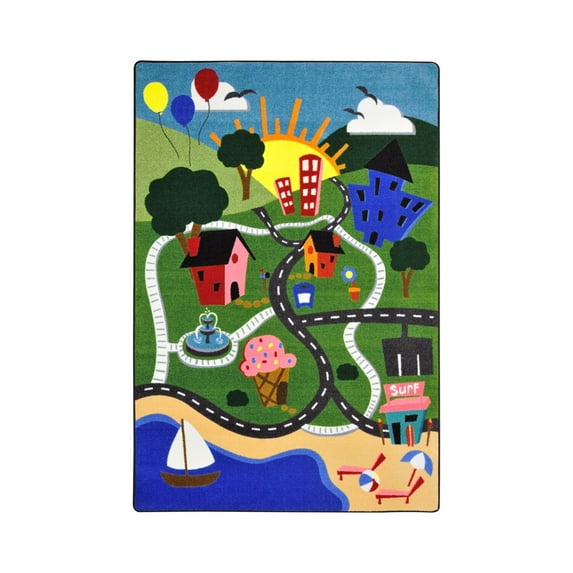 Kid Essentials - Early Childhood Happy Town, 5'4" x 7'8", Multicolored
