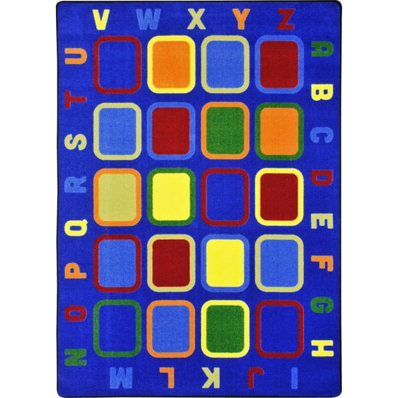 Joy Carpets Kid Essentials Alphabet Tiles 7'8" x 10'9" Area Rug in Color Multi