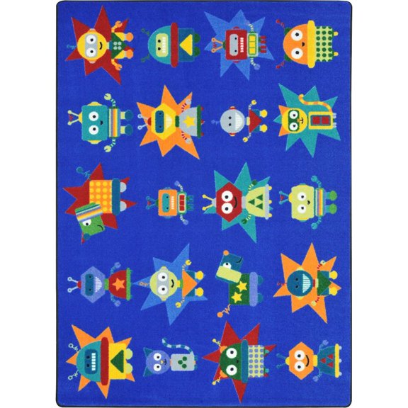 Joy Carpets Kid Essentials Robot Invasion 5'4" x 7'8" Area Rug in Color Multi