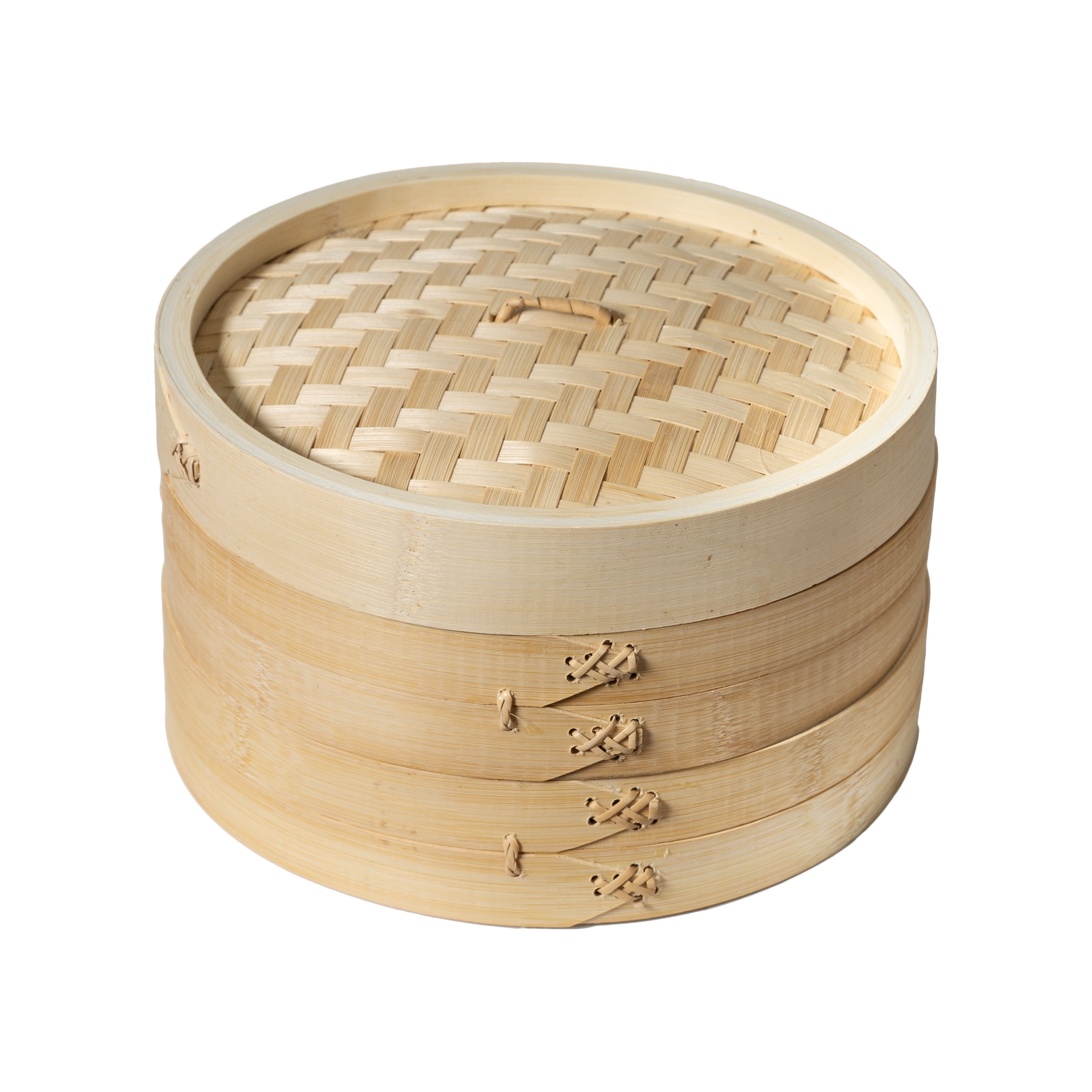 Gerich Steamer Basket Bamboo with Stainless Steel Ring Set Food Steamer,  Soul Kitchen Bamboo Steamer Basket for Bao Buns