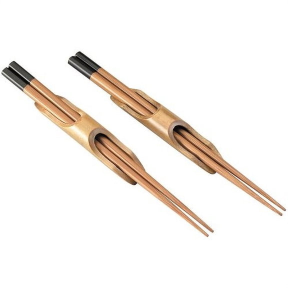 Joyce Chen Burnished Bamboo Chopsticks Set with Holders, Service for 2