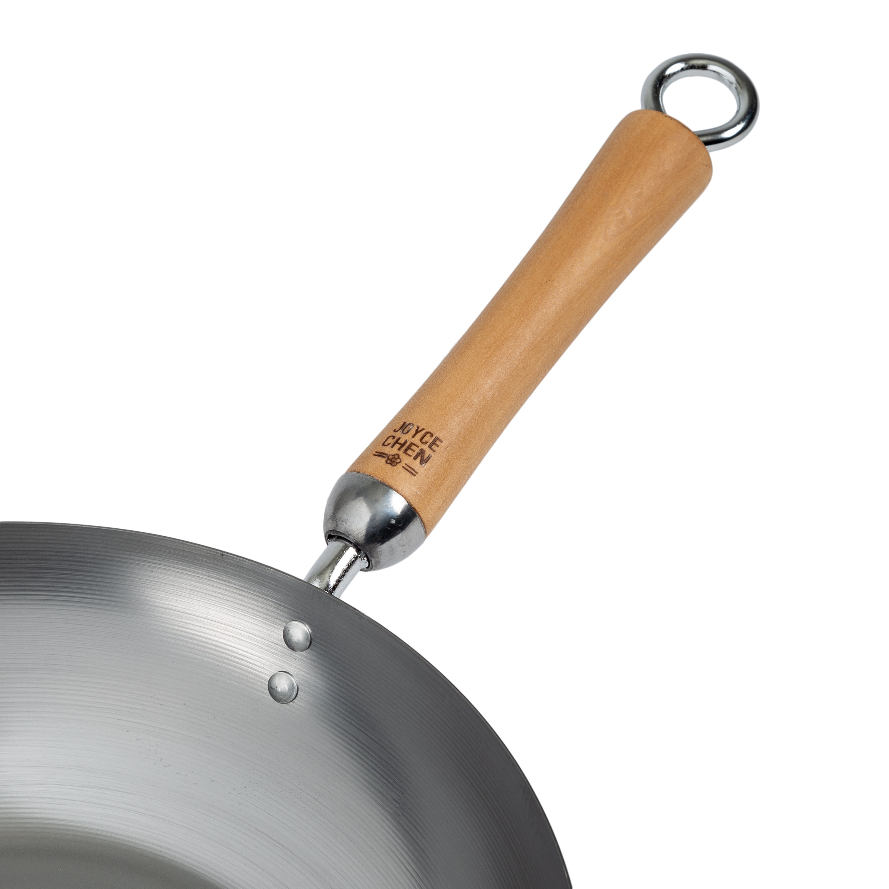 12-Inch Silver Carbon Steel Stir Fry Pan with Birch Handle