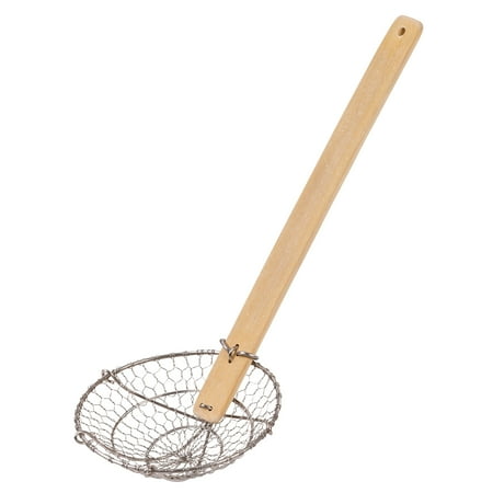 Joyce Chen Kitchen Spider Strainer Stainless Steel 5-Inch Wire Basket with Heat-Resistant Bamboo Handle