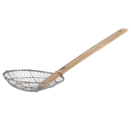 Joyce Chen Kitchen Spider Strainer Stainless Steel 7-Inch Wire Basket with Heat-Resistant Bamboo Handle
