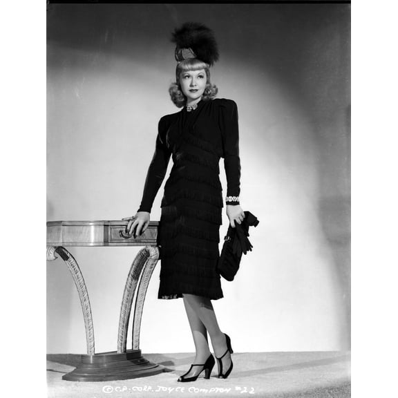 Joyce Compton wearing a Black Dress with Matching Hat and a Gloves in a Classic Portrait Photo Print (8 x 10)