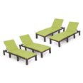 thumbnail image 1 of Joyce Outdoor Multibrown Wicker Chaise Lounge with Green Cushion, Set of 4, 1 of 9