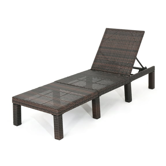 Joyce Outdoor Wicker Chaise Lounge Without Cushion, Multibrown