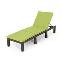 Joyce Outdoor Wicker Chaise Lounge with Weather Resistant Cushion, Multibrown and Green