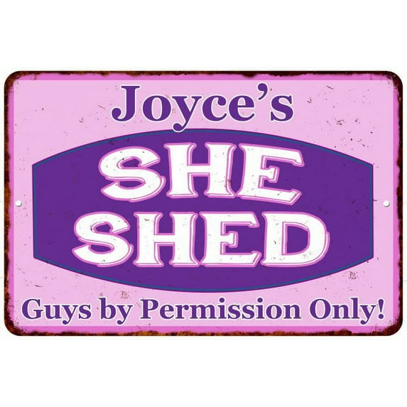 Joyce's Purple & Pink SHE SHED Vintage Sign 8x12 Woman Wall Decor 108120040104