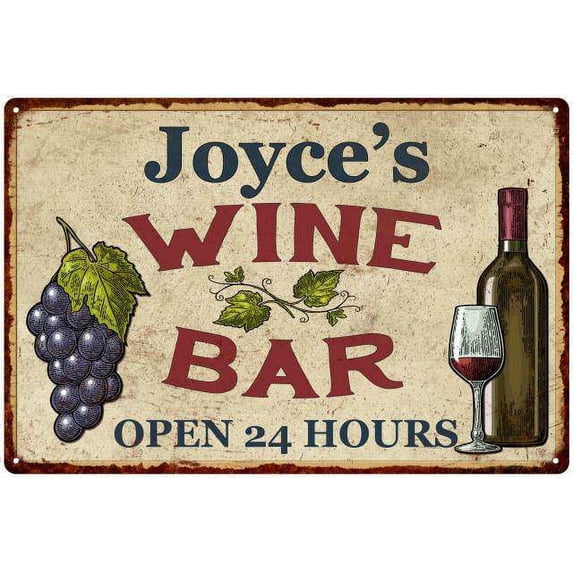 Joyce's Rustic Wine Bar Sign Wall Decor Kitchen Gift 12 x 18 Matte Finish Metal 112180056282