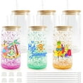 thumbnail image 1 of Joyclub 6 Pack 16 oz Sublimed Snow Globe cup with lid and straw for Snow Globe Sparkling DIY smoothie soda Boba tea cocktail, 1 of 7