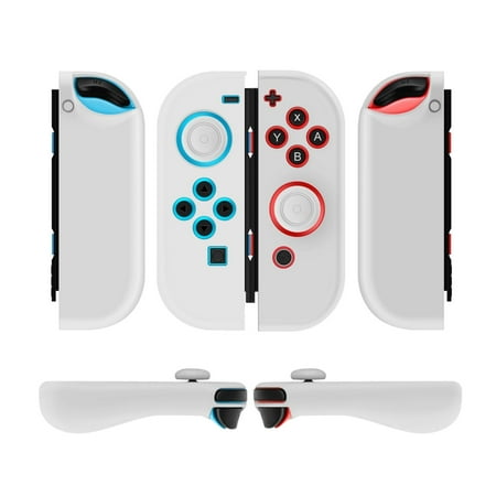 Joycon Case for Nintendo Switch - Silicone Joy Con Case for Nintendo Switch & Switch Oled - Protective Switch Controller Case Cover with Thumb Grip Caps for Nintendo Switch Joycon (Neon White)