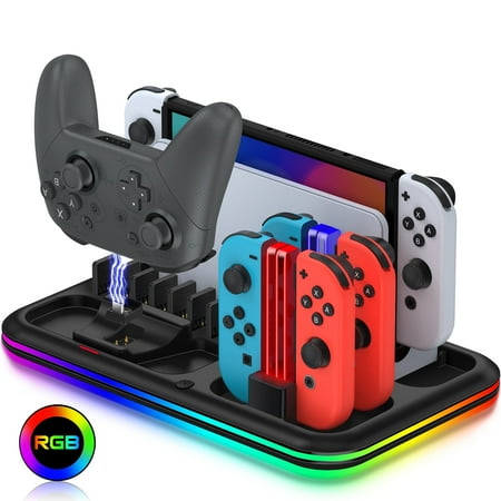 Joycons Charging Dock for Nintendo Switch & OLED Model,Beboncool Switch Pro Controller Charger Station with 8 Game Slots