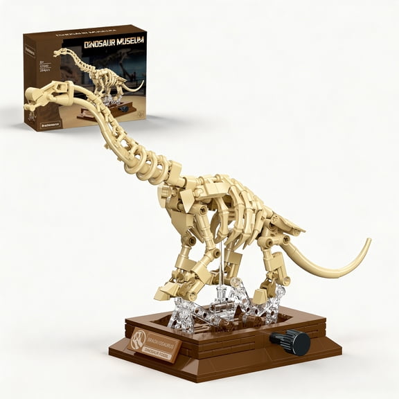 Joycrown Brachiosaurus Dinosaur Fossil Model Building Set with Movable Joints, Gear-Driven Movement and Display Base, Display Models Collectible Gift for Dinosaur Fossil Enthusiasts(284 PCS)