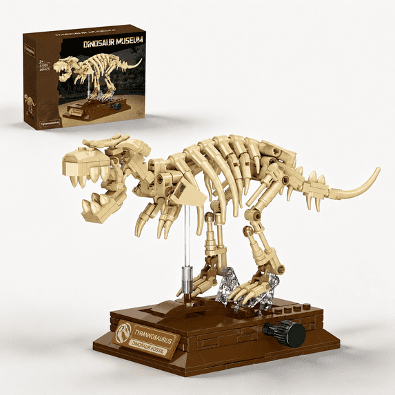 Joycrown T-Rex Dinosaur Fossil Model Building Set with Movable Joints, Gear-Driven Movement and Display Base, Display Models Collectible Gift for Dinosaur Fossil Enthusiasts(289 PCS)
