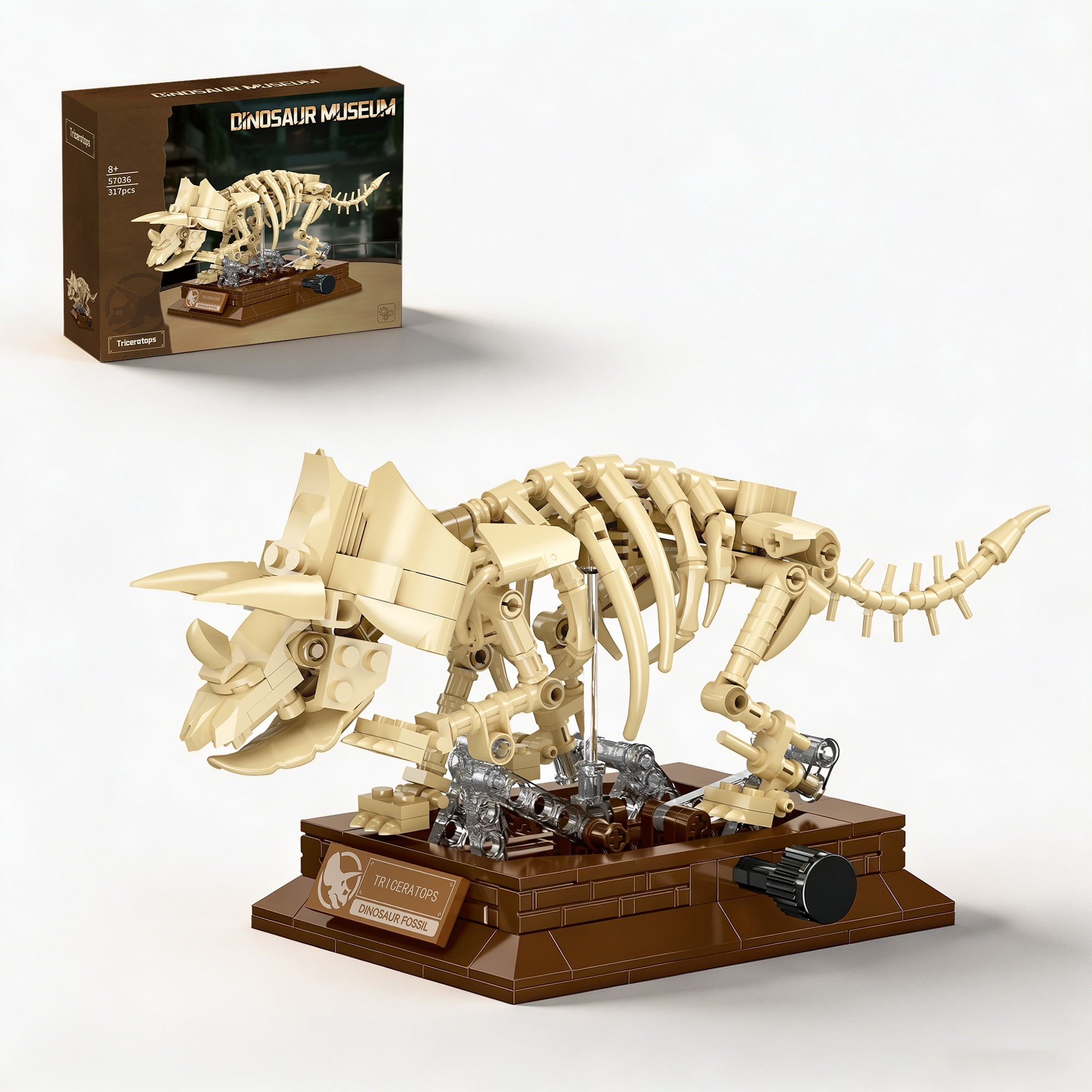 Fos Building Joycrown Triceratops Dinosaur Fossil Model Building Set with Movable ...