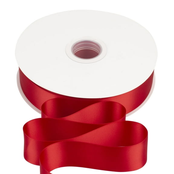 Joycrosso 1 1/2 Inch Red Solid Satin Ribbon, 100 Yards Double Faced Satin for Gift Wrapping Floral Bouquets Wedding Party Decoration