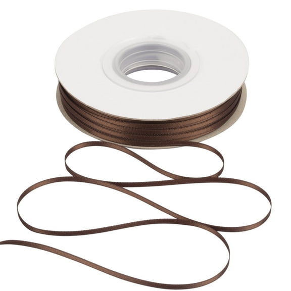 Joycrosso 1/8 Inch Brown Solid Satin Ribbon, 100 Yards Double Faced Satin for Gift Wrapping Floral Bouquets Wedding Party Decoration