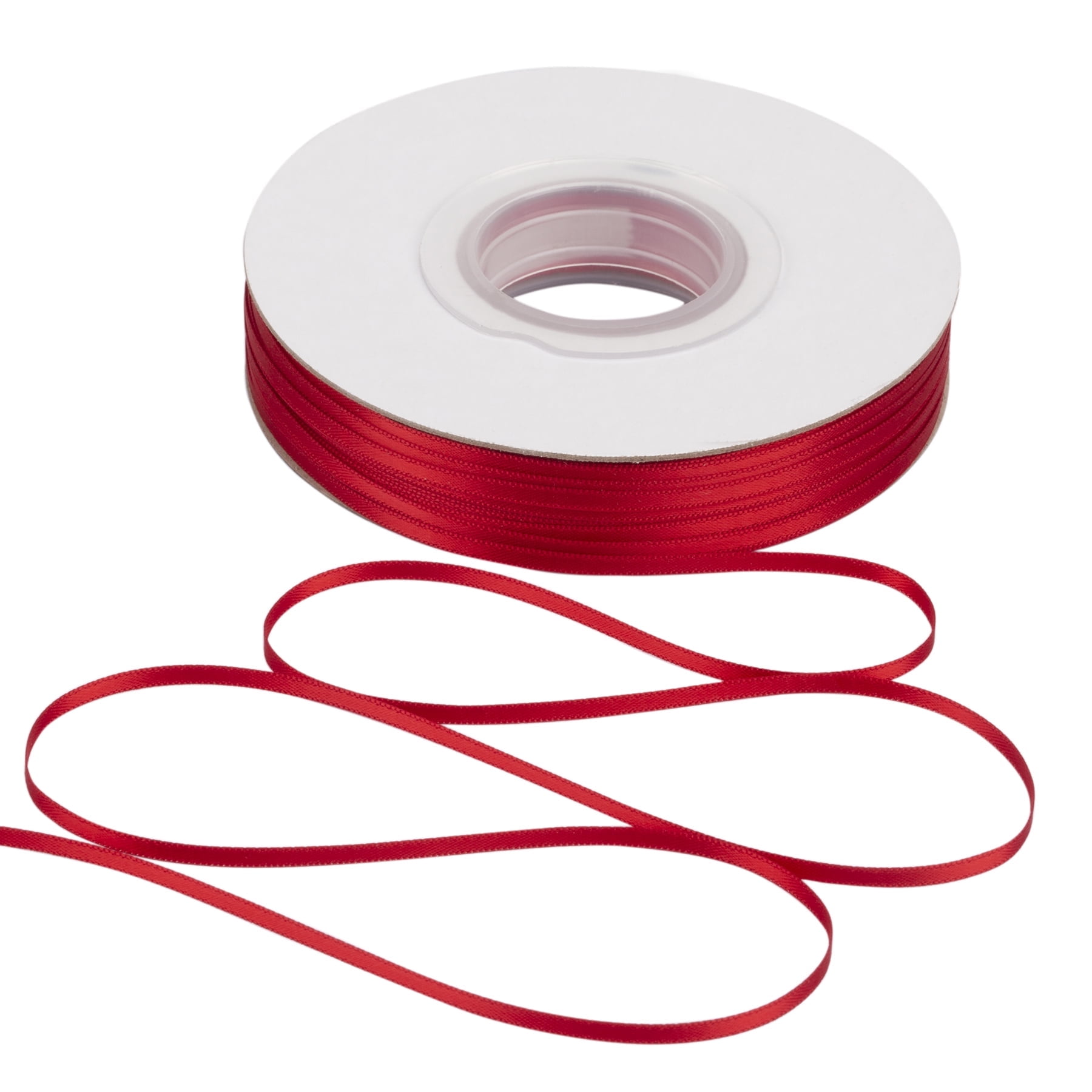 Joycrosso 1/8 Inch Red Solid Satin Ribbon, 100 Yards Double Faced Satin ...