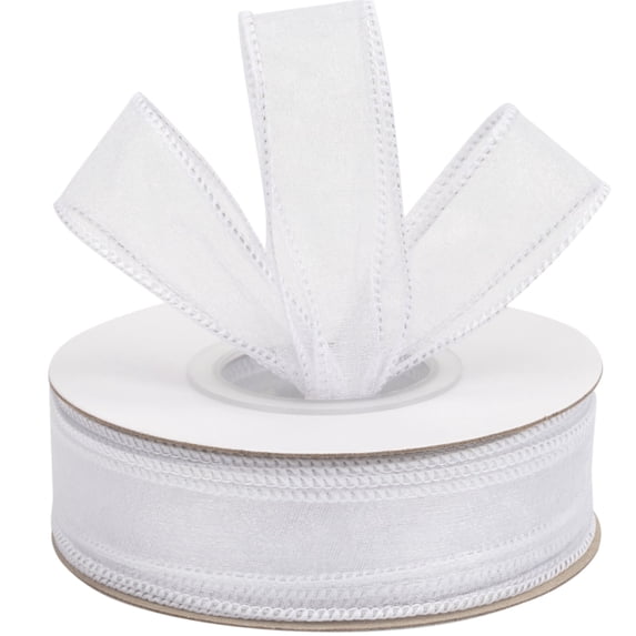 Joycrosso 1 Inch White Wired Organza Ribbon - 20 Yards Sheer Decorative Ribbon for Gift Wrapping, Wedding Decor, Christmas Tree, Crafts & DIY Projects