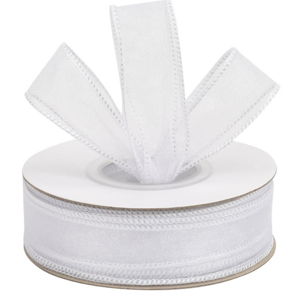 Joycrosso 1 Inch White Wired Organza Ribbon - 20 Yards Sheer Decorative Ribbon for Gift Wrapping, Wedding Decor, Christmas Tree, Crafts & DIY Projects