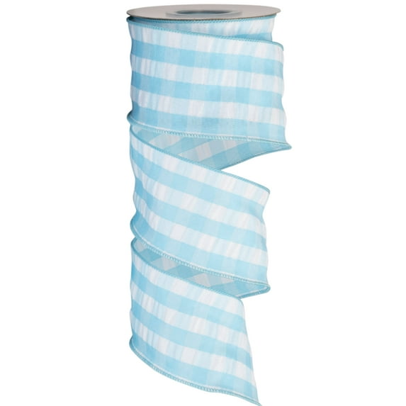 Joycrosso 2-1/2 Inch Bubbled Check Ribbon, 10 Yards Turquoise and White Wired Edge Ribbon for Gift Wrapping, Crafts, Wreaths, Garlands, Weddings and Christmas