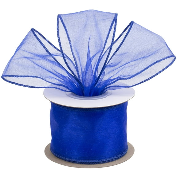 Joycrosso 2.5 Inch Royal Wired Organza Ribbon - 20 Yards Sheer Decorative Ribbon for Gift Wrapping, Wedding Decor, Christmas Tree, Crafts & DIY Projects