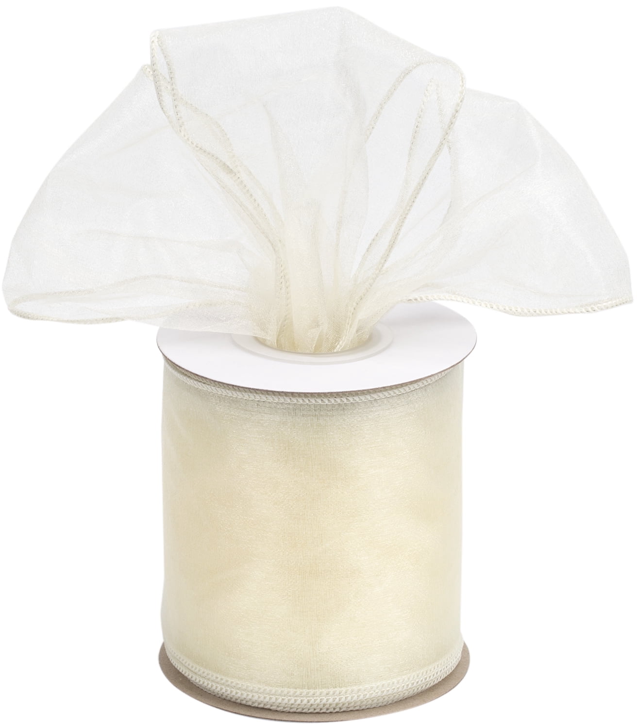 4 Inch Ribbon Joycrosso 4 Inch Ivory Wired Organza Ribbon - 20 Yards Sheer Decorative ...