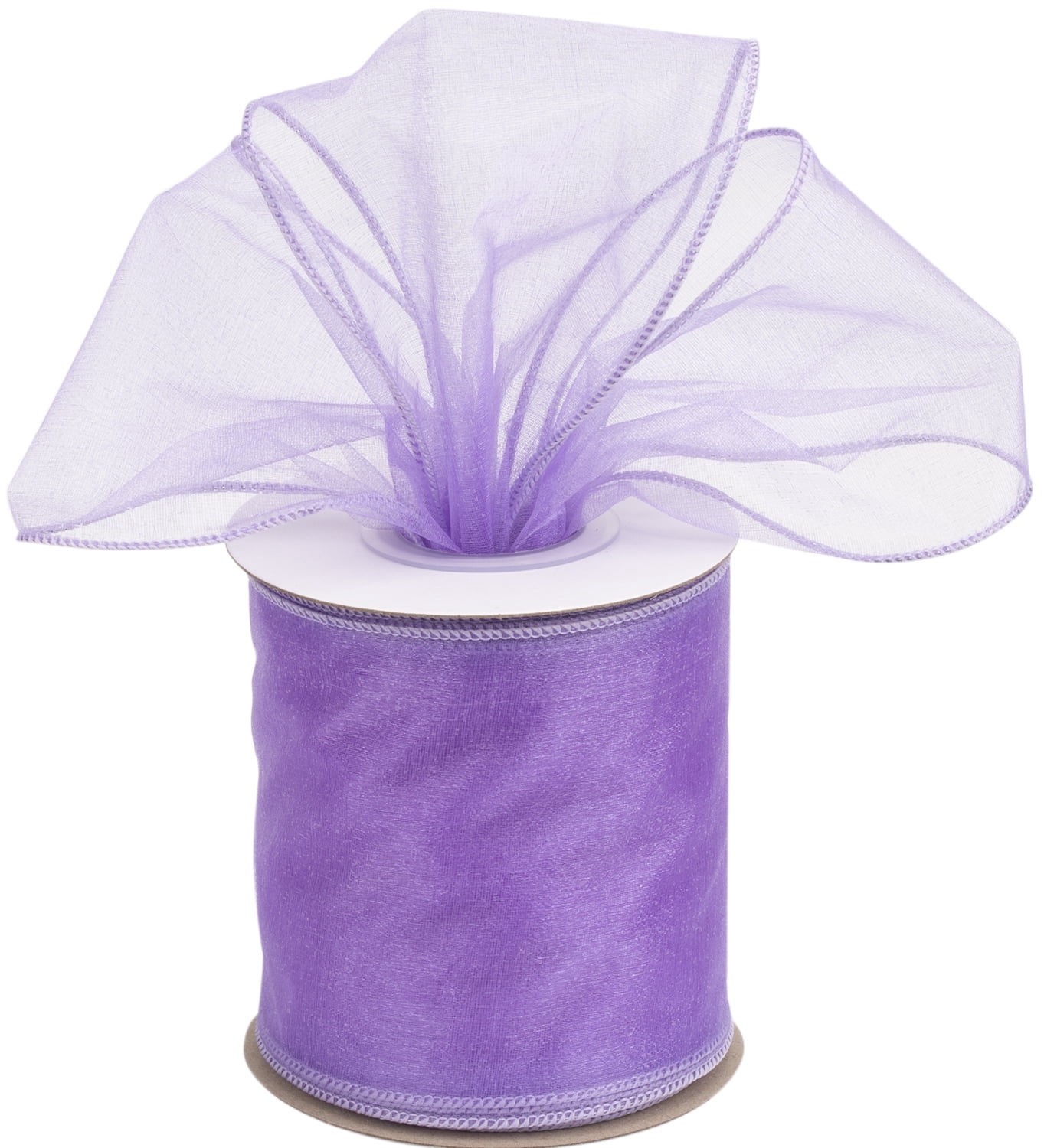 Joycrosso 4 Inch Lt. Purple Wired Organza Ribbon - 20 Yards Sheer ...