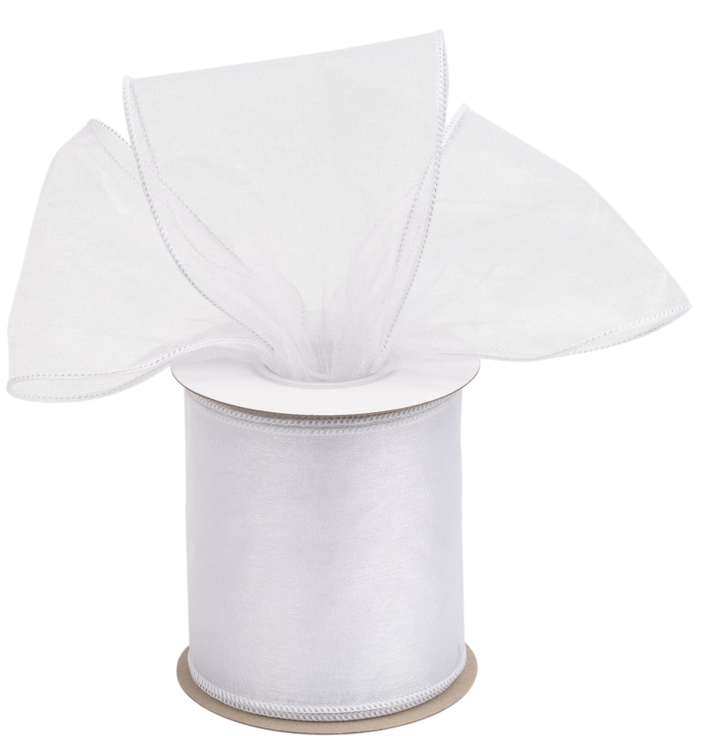 4 Inch Ribbon Joycrosso 4 Inch White Wired Organza Ribbon - 20 Yards Sheer Decorative ...