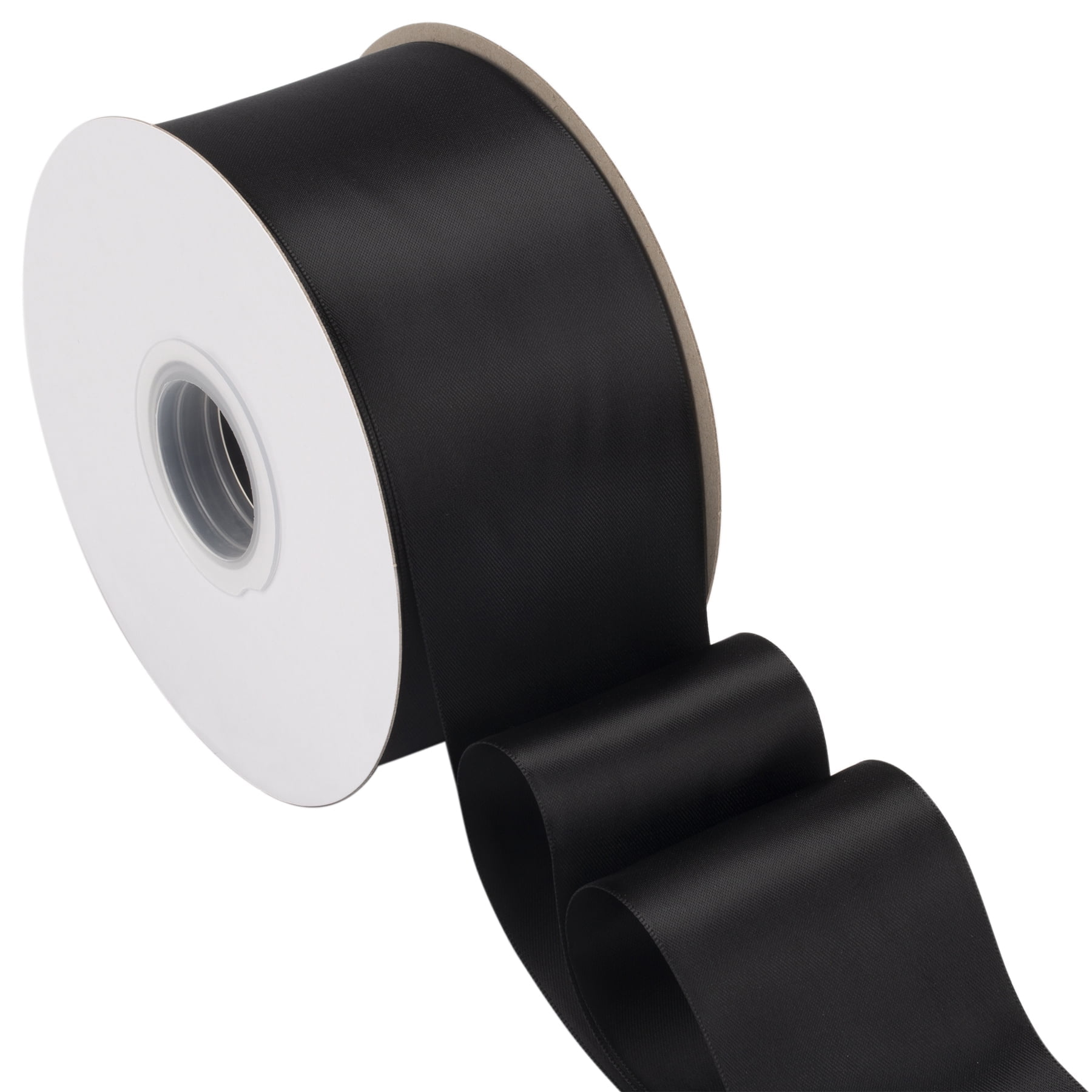 Joycrosso Black Ribbon 2 1/2 Inch Wide Thick Fabric Ribbon, 50 Yards Double Faced Satin for Gift Wrapping Floral Bouquets Wedding Party Decoration