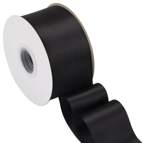 Joycrosso Black Ribbon 2 1/2 Inch Wide Thick Fabric Ribbon, 50 Yards Double Faced Satin for Gift Wrapping Floral Bouquets Wedding Party Decoration