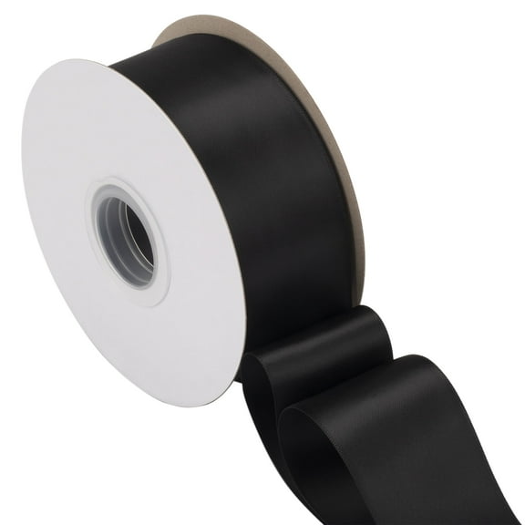 Joycrosso Black Ribbon 2 Inch Wide Thick Fabric Ribbon, 50 Yards Double Faced Satin for Gift Wrapping Floral Bouquets Wedding Party Decoration