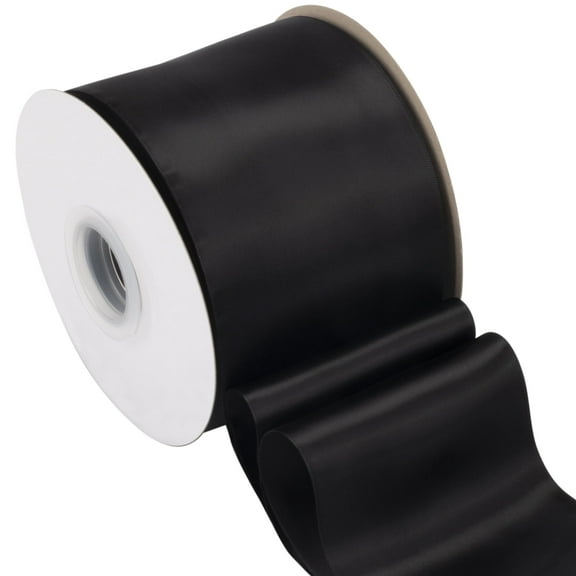Joycrosso Black Ribbon 4 Inch Wide Thick Fabric Ribbon, 50 Yards Double Faced Satin for Chair Sash Bows Making Bouquet Sewing Christmas Decoration