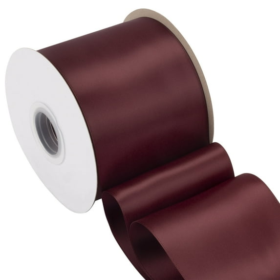 Joycrosso Burgundy Ribbon 4 Inch Wide Thick Fabric Ribbon, 50 Yards Double Faced Satin for Chair Sash Bows Making Bouquet Sewing Christmas Decoration